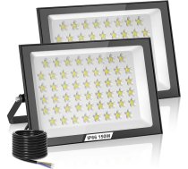 2 150 W LED āra prožektori, 6500 K LED prožektors, IP66 ūdensizturīgs prožektors, āra prožektors, dienas gaiši balts, ūdensizturīgs āra prožektors dārzam, pagalmiem, garāžām