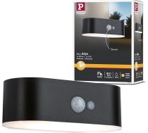 Paulmann Adya 94571 LED āra sienas lampa ar kustības sensoru IP44 Komplektā ietilpst 1x 2,5 W silti balta melna bezvadu plastmasas uzlādējama 3000 K