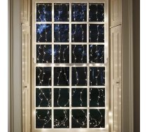 Lights4fun Gaismas aizkars | 200 silti baltas mikrodiodes uz sudraba stieples | darbināms ar strāvas kontaktdakšu un taimeri | Ziemassvētku logu apgaismojuma dekorācijas Adventa iekštelpās | Aizkaru pasaku gaismas | 2 m x 1 m