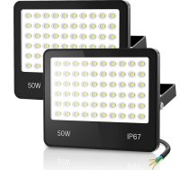 50 W āra LED prožektors, 2 gabali, īpaši spilgts 5000 LM LED prožektors, 6500 K Cool White āra prožektors, IP67 ūdensizturīgs prožektors, āra prožektors dārzam, pagalmam, patio, garāžai