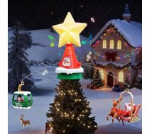 Ziemassvētku eglīte Topper Star Ziemassvētku eglīte Topper Ziemassvētku eglīte Topper Ziemassvētku eglīte Topper Ziemassvētku eglīte Topper Ziemassvētku zvaigzne Ziemassvētku eglītes rotājums, LED Ziemassvētku rotājums ar mūziku un piekar