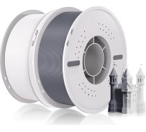 3D printera filaments, PLA filaments 1,75 mm izmēra precizitāte +/-0,03 mm Tidy Wrapped 3D drukāšanas filaments saderīgs ar Bambu Lab/Anycubic/Creality All 3D printeri - 2 kg spole (4,4 lbs) - balts+pelēks