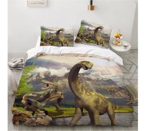 Bērnu gultas veļa 135 x 200 cm Dinozaurs 3D Dino gultas veļa zēniem Mīkstās mikrošķiedras sega komplekts 2 gab. dāvanas bērniem zēniem ar rāvējslēdzēju un 80 x 80 cm spilvendrānu