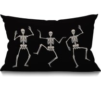 Galvaskauss Spilvens Covers Vintage Skeleton Funny Fashion Cool Black White Rudens Home Decor Throw Spilvens Covers kokvilnas lina 30x50cm