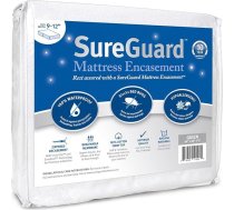 SureGuard matrača pārvalks Queen (9-12 collu dziļumā) - 100 % ūdensnecaurlaidīgs, aizsargā pret kukaiņiem un ir hipoalerģisks - 10 gadus vecs, ar rāvējslēdzēju, sešpusējs, augstākās kvalitātes pārvalks
