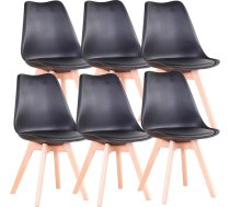 Set of 6 Dining Chairs, Scandinavian Chairs, Solid Wood Legs, Ergonomic Nordic Design, Ideal for Dining Room, Living Room, Kitchen, Bedroom (Black, 6)