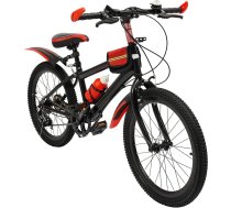 20 collu kalnu velosipēds, bērnu velosipēds zēniem un meitenēm – oglekļa tērauda rāmis ar dubultām bremzēm un dubultiem dubļusargiem – sarkans velosipēds ar zvaniņu, iztur līdz 85 kg