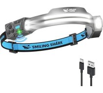 Smiling Shark TS-2 galvas lukturis, LED galvas lukturis, uzlādējams 2400 mAh ar pagriežamu dubulto staru un plaša leņķa gaismu, kā arī strobo režīmu ar kustības sensoru, brīvroku dizains, piemērots kempingam, skriešanai, pārgājieniem un sk
