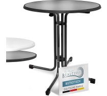„Beautissu“ bistro galds āra lietošanai, apaļš, diametrs 80 cm – palīggalds, balkona galds, izturīgs dārza galds, apaļš, salokāms, augstums 70 cm – kempinga galds, ballīšu galds, ēdamgalds, gastronomijas galds – melns „Bistroni“