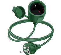 Schuko pagarinātājs īss 16 A 250 V pagarinātājs ar aizsargkontaktu Schuko īss pagarinātājs āra 2 maiņstrāvas pagarinātājs rozetei IP44 izmantošanai ārpus telpām vai iekštelpās, mājās (zaļš, 1,5 m)