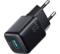 USB-A USB-C 33 W tīkla lādētājs ar 60 W USB-C uz USB-C 1 m kabeli - melns