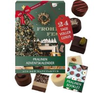Hallingers Genuss Manufaktur Šokolādes adventes kalendārs bez alkohola - 24 ar rokām gatavoti augstākās kvalitātes šokolādes konfektes no smalka kakao - saldumi dāvana ģimenei, bērniem, pieaugušajiem - Ziemassvētku kalendārs 2025