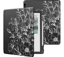 MoKo Futrālis ar pildspalvas turētāju jaunajam 11 collu Kindle Scribe (3. paaudze -2025) un Kindle Scribe Colorsoft (1. paaudze 2025), viegls aizsargvāciņš ar automātisku miega/modināšanas funkciju, līnijas zieds