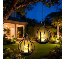 KagoLing Saules apgaismojums āra iekarināšanai, 2 saules lampu komplekts āra lietošanai ar āķi un ķēdi, saules lukturis āra lietošanai, piemērots balkonam, pagalmam, zālienam, ideāli piemērots kā dāvana dārzam