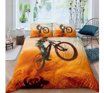 Loussiesd Boys Cyclist gultas veļa komplekts 135 x 200 cm bērniem Vīrieši Mountain Bike Pattern sega Cover Set Extreme Sport Theme gultas veļa Room Decor Cool Style 2 gabali pusaudžiem