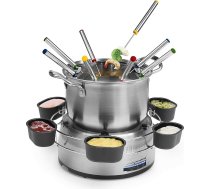Princess Family Fondue komplekts - 800 W, 1,2 litru ietilpība, termostats, nerūsējošais tērauds, dubultā pamatne, 8 Fondue dakšiņas, 6 bļodas, sudraba krāsā, 172680 01.172680.01.001, nerūsējošais tērauds, sudraba krāsā