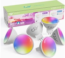 GY Alexa gaismas spuldze GU5.3 MR16, 12 V AC/DC WLAN LED, saderīga ar Google Home 2,4 GHz, 5 W, 380 lm, regulējama, silti balta, vēsā baltā un daudzkrāsaina spuldze, vadība ar lietotnes palīdzību, 6 gab. komplektā