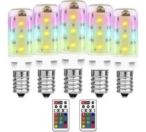 MDee E14 LED RGB spuldze ar tālvadības pulti, 2,5 W E14 LED dimmable spuldze, silti balta 3000 K + 12 krāsas, spuldze, kas maina krāsu bārā, KTV, ballītē, kāzās, kā arī mājas un dekoratīvajam apgaismojumam.
