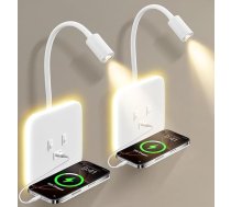 2 x iekštelpu LED sienas lampa, lasīšanas lampa, sienas lampa ar slēdzi, USB uzlādes ports, 12 W iekštelpu sienas lampa, 360° rotējoša, elastīga gultas lasīšanas gaisma, 3000 K silti balta guļamistabai, viesistabai