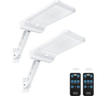 Moman Saules lampas āra apgaismojumam, 2 saules lampu komplekts ar kustības sensoru, 3 režīmi, IP65 ūdensizturība, 2200 mAh, āra sienas apgaismojums, saules baterijas ar tālvadības pulti, baltas, saules lampa, āra kustības sensors, LED saules g