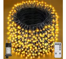LED pasaku gaismas, iekštelpu/āra, 800 LED, 96 m pasaku gaismas Ziemassvētku eglītei, 8 režīmi, IP44 ūdensizturīgas pasaku gaismas ar tālvadības pulti un taimeri Ziemassvētkiem, dārzam, ballītei, kāzām, silti balts
