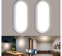 VivaLet 2 LED lampu komplekts pagrabam, 18 W, 1800 lm, griestu gaisma, sienas gaisma, iekštelpu neitrāli balta, 4000 K, IP65, pagraba gaisma, ovāla gaisma mitrajām telpām, sienas lampa, āra gaisma priekšnamam, vannas istabai, virtuvei, pagrabam, ba
