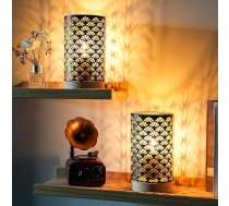 JHY DESIGN 2 metāla lampu komplekts ar akumulatoru 19 cm augstām akcenta bezvadu lampām ar 6 stundu taimeri kāzām, ballītēm, svētkiem, patio, dārzam, iekštelpām, āra galdam, balkonam (koka pamatne)