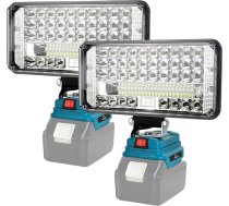 7 collu akumulatora lampa Makita 18 V 90 W bezvadu LED darba gaismas akumulators 7500LM pārnēsājamie prožektori 2 spilgtuma iestatījumi Būvlaukuma lampa ar 2 USB uzlādes ierīcēm (2 gab., bez akumulatora)