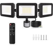 MEIHUA 100 W LED prožektors ar kustības sensora tālvadības pulti 9600LM IP66 ūdensizturīgs prožektors 6500 K Trīs galvas 180° regulējams lukturis āra dārza garāžai sporta laukumam