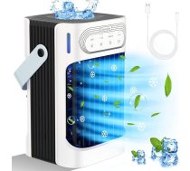 Pārnēsājams gaisa kondicionieris ar 800 ml ūdens tvertni, 4-in-1 mobilais gaisa kondicionieris ar 120° oscilāciju, 7 krāsu gaisma, 3 ātrumi, 3 miglas režīmi, 2-8H taimeris, mini gaisa dzesētājs mājai/birojam
