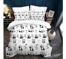 Panda bērnu gultas veļa 135 x 200 cm, panda bambusa raksts sega pārklājs 3D drukāts dzīvnieku tēma sega pārklājs meitenēm un zēniem (135 x 200 cm, B)