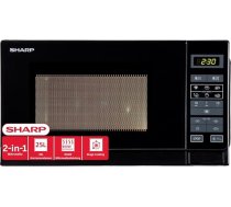 SHARP R742 BKW Mikroviļņu krāsns ar grilu - 25 L, 900 W mikroviļņu krāsns, 1000 W kvarca grils, 6 automātiskās gatavošanas programmas, LED displejs, bērnu aizsardzība, melna, moderns dizains