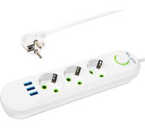 98-217# Tīkla pagarinātāja kabelis ps-330 3 ligzdas 3xusb 3m balts 3x1mm