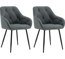 WOLTU Dining Room Chairs Set of 2 for Dining Room Living Room Ergonomic Kitchen Chairs Padded with Armrests, Metal Legs, Velvet Seat, Dark Grey