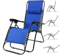BAKAJI 2830485 Sun Lounger Recliner, Adjustable Backrest, Removable Pillow, Head Cushion, Foldable, Steel Frame, Garden Lounger High-Backed, Garden Chair, Ergonomic Zero Gravity