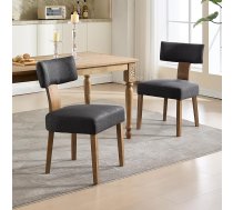 Mid-Century Modern Dining Room Chairs, Ergonomic Linen Chairs with Padding, Solid Wood Legs, Accent Chairs for Dining Room, Kitchen, Living Room and Dressing Table, Dark Grey