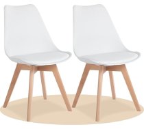 Dining Chairs, Kitchen Chairs with Ergonomic Backrest, Padded Seat and Solid Beech Legs (White, 2 Chairs)