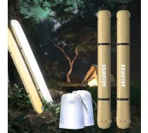 Piepūšamās kempinga lampas – 34 collu salokāma teleskopiskā lampa, pārnēsājama, 2000 mAh LED apgaismojums, āra lietošanai, IP66 ūdensizturīga, ar regulējamo spilgtumu, piemērota kempingam un ceļojumiem, 2 gab. komplektā, haki krāsā