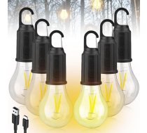 Kempinga lampa – uzlādējama telts lampa ar spuldzi, 3 gaismas režīmi, uzlādējama spuldze ar akumulatoru, USB uzlādējama kempinga laterna ar LED, regulējams spilgtums, kempinga apgaismojums āra lietošanai (5)