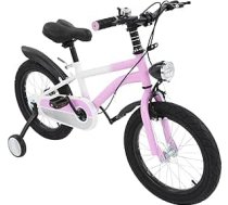 Bērnu velosipēds 16 collas zēniem un meitenēm ar atbalsta riteņiem, LED lukturi un dubļusargiem, augstuma regulēšana 58–69 cm, divkārša bremžu sistēma, maksimālā slodze 60 kg, vecumam no 4 līdz 6 gadiem