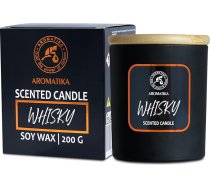 Aromātiskā svece Whisky 200 g - Aroma svece ar timiāna ēterisko eļļu - aromterapijas sojas vaska svece - aromātiskā svece mājai - aromātiskā svece stiklā - sveces telpu aromātam - dāvana vīriešiem