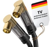 KabelDirekt 2 m koaksiālais antenas/antenas kabelis ar 90° leņķi (no vīrieša uz sievieti, 75 Ohm, TV, HDTV, radio, DVB-T2, DVB-C, DVB-S) PRO sērija