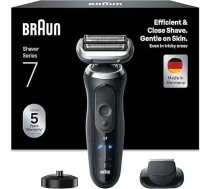 Braun Series 7, vīriešu elektriskais skuveklis ar 60 minūšu akumulatora darbības laiku, uzlādes statīvs, +1 piederums, bezvadu skuveklis, mitrs un sauss skuveklis vīriešiem, 72-N4200s, melns