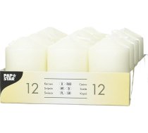 Papstar pildspalvu sveces "Ziloņkauls" (12 gab.), diametrs 4 cm, augstums 6 cm, degšanas laiks aptuveni 6 stundas, degšana bez kvēpiem, # 15360