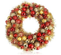 com-four® Durvju vainags Ziemassvētkiem - Adventes vainags ar mirdzumu un Ziemassvētku pērlītēm skaistās krāsās - skaists, mirdzošs Ziemassvētku rotājums - galda vainags