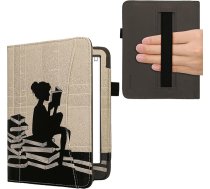 kwmobile Flip Case saderīgs ar Amazon Kindle Paperwhite (2024)/Colorsoft - Priekšējais nodalījums Rokas siksniņa - Lasīšanas sieviete Black Beige