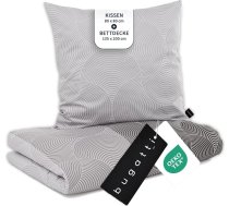 bugatti Gultas veļa 135 x 200 cm - 100% kokvilna, Zip, mīksta, mīksta un mazgājama, Mako Satīna gultasveļa Circles Graphic Grey