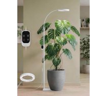 GLOWRIUM Augšanas gaisma istabas augiem, 20 W pilna spektra LED augšanas gaismas stāvlampa ar statīvu, regulējams augstums un leņķis, melna augu gaisma ar 3/9/12H augšanas gaismas taimeri (balta, 20 W)