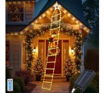 LED Ziemassvētku vecīša kāpnes Pasaku gaismas 3 m 240 LED saules Santa uz kāpnēm Pasaku gaismas ārā ar 8 režīmiem IP65 ūdensizturīgs iekštelpu āra sienas logu Ziemassvētku rotājumi