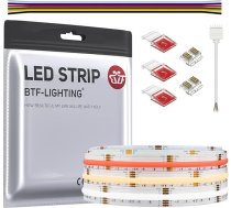 BTF-LIGHTING FCOB COB RGBCCT Elastīga augsta blīvuma LED sloksne COB RGBCCT LED sloksne 3M 960LED/M DC24V 18W/M IP30 Daudzkrāsains TV istabu ballītei DIY mājas dekorēšanai (kontrolieris un barošanas bloks nav iekļauts)